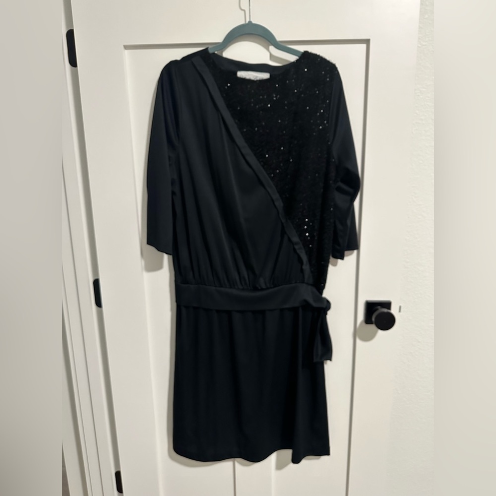 Vintage Victoria Billings black lace drop waist dress size 14 but fits smaller